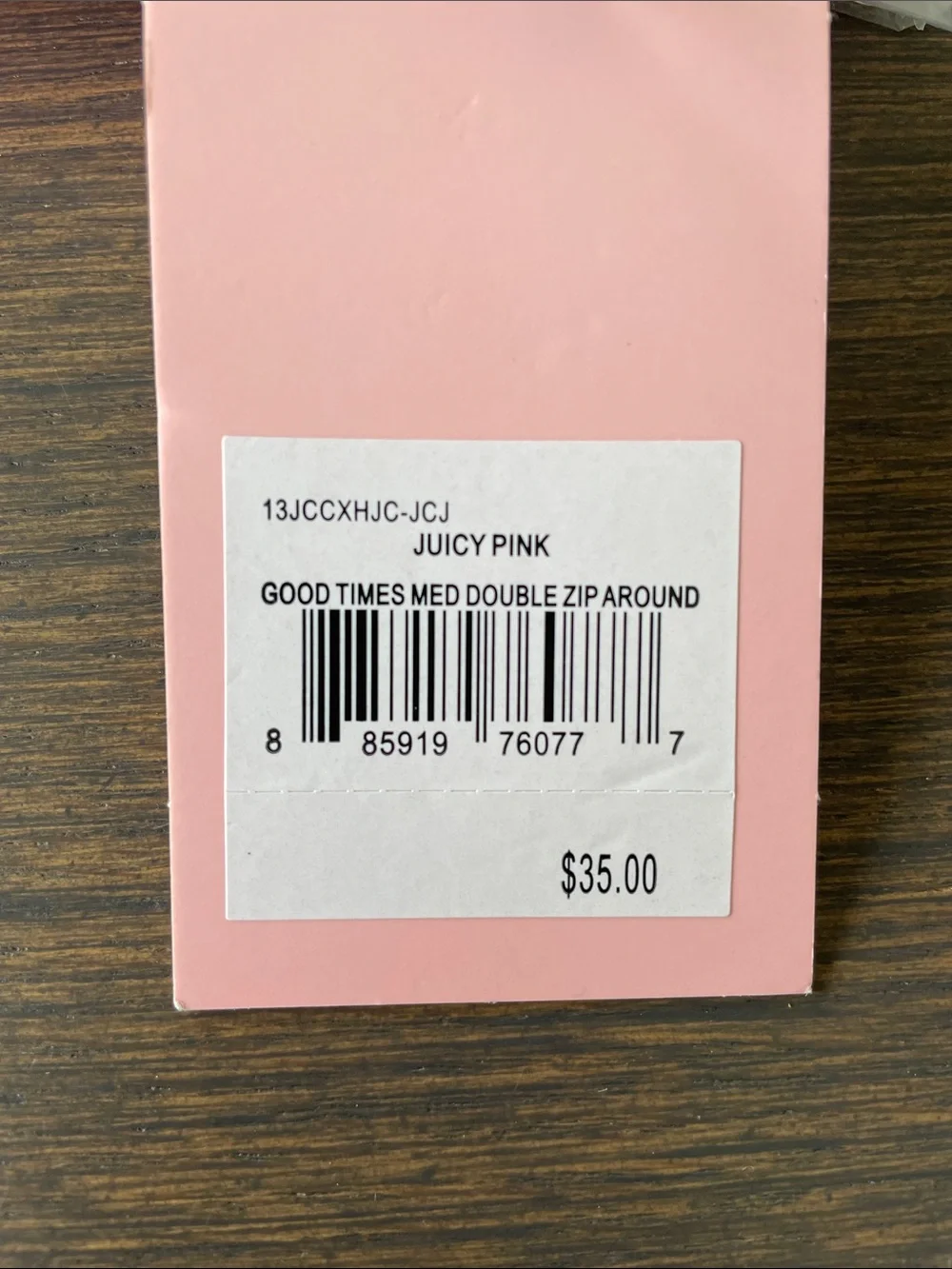 JUICY COUTURE “GOOD TIMES” MEDIUM DB. ZIP AROUND WALLET Heart Embossed Hot Pink